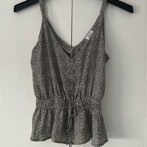 Leopard print tank top with button detail